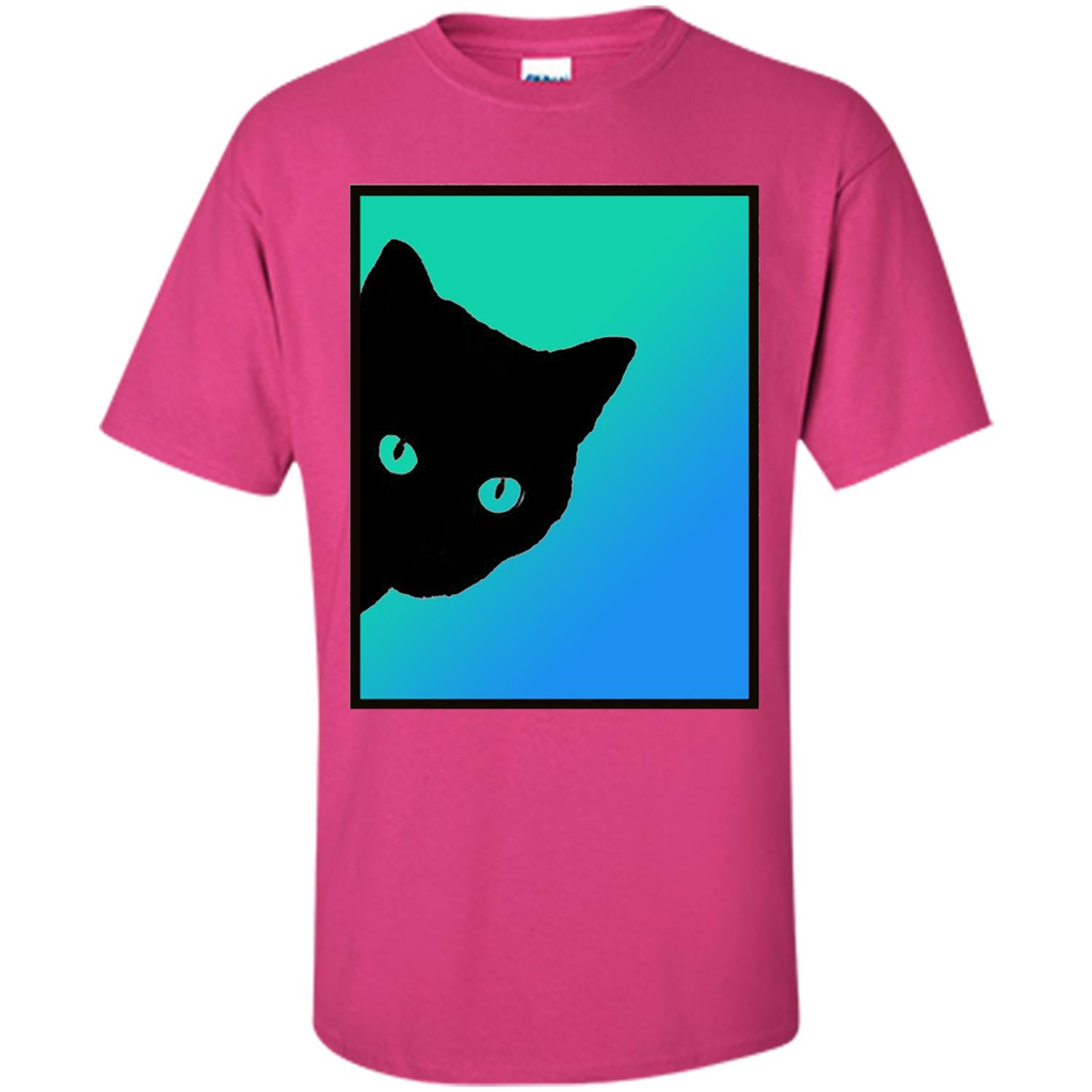 Cat Lover T-shirt Black Cat Blue Green T-shirt Heliconia