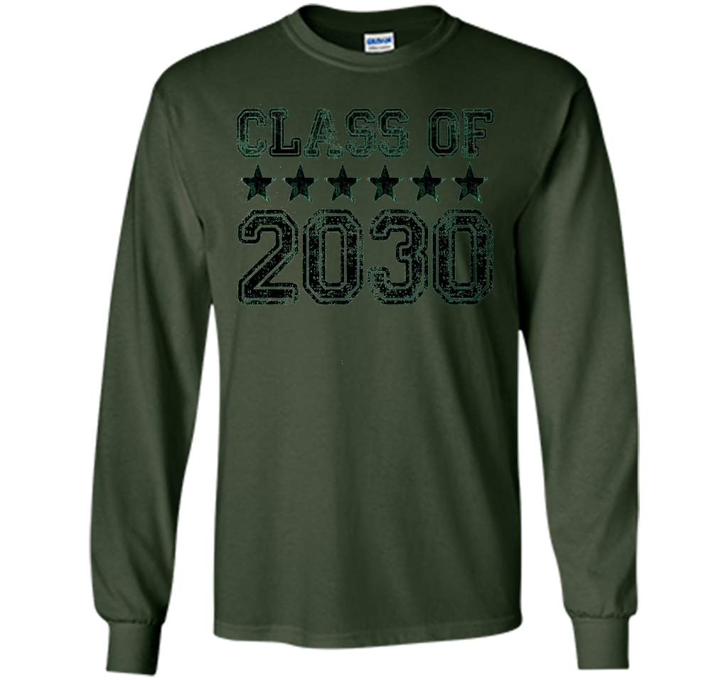 Class of 2030 Grow With Me T-Shirt - Kindergarten, White t-shirt Forest Green