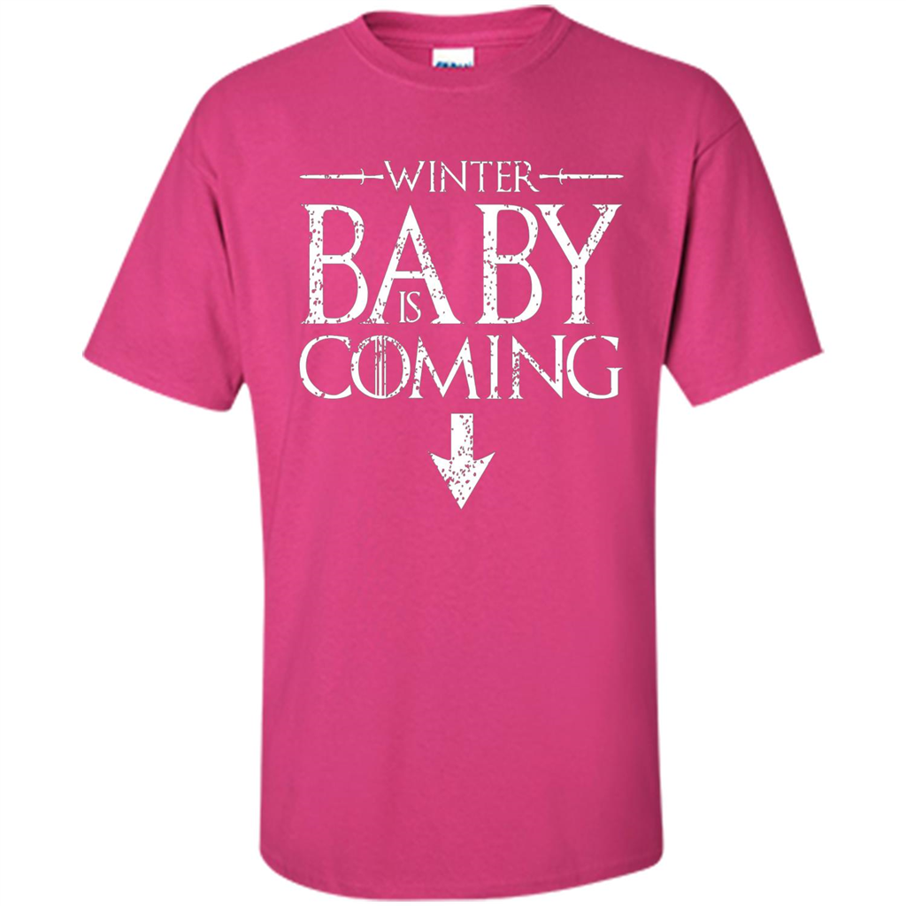 Funny Humor Maternity T-shirt Winter Baby is Coming Heliconia