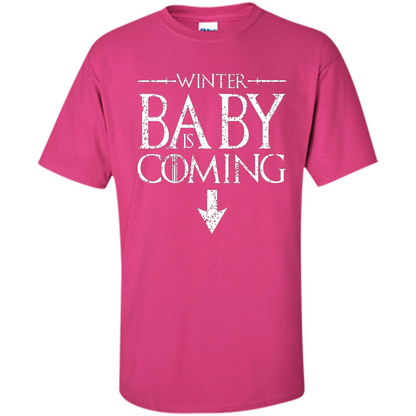Funny Humor Maternity T-shirt Winter Baby is Coming Heliconia