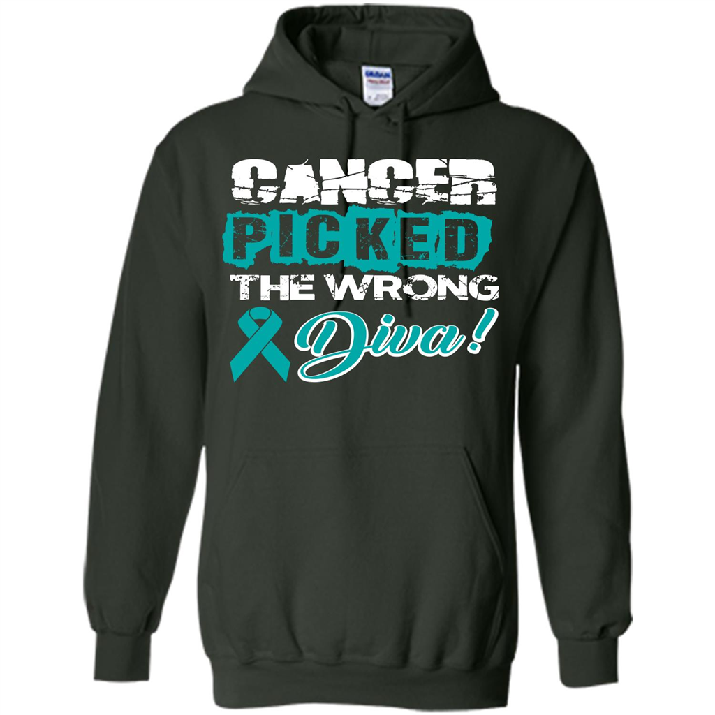 Cancer Awareness T-shirt Cancer Picked The Wrong Diva T-shirt Forest Green