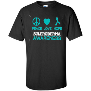 Scleroderma Awareness Ribbon Support T-shirt Peace Love Hope T-shirt