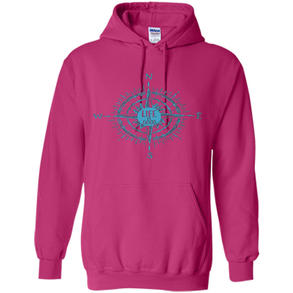 Life is Good T-shirt Compass Rose Nautical Sailing T-shirt Heliconia