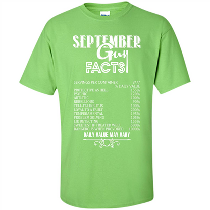 September Guy Facts T-shirt Lime