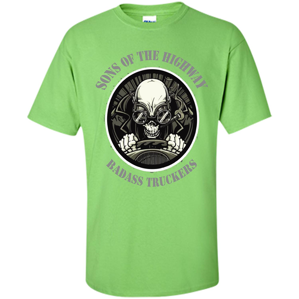 Trucker T-shirt Sons Of The Highway Badass Truckers T-shirt Lime