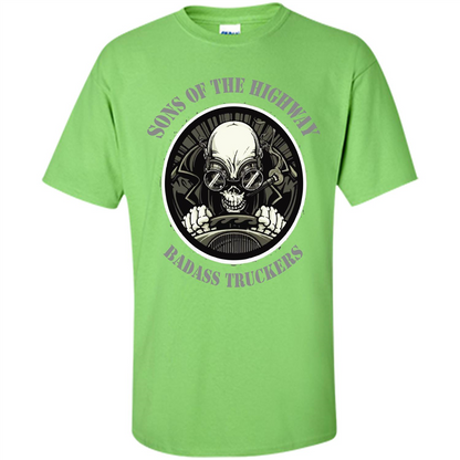 Trucker T-shirt Sons Of The Highway Badass Truckers T-shirt Lime
