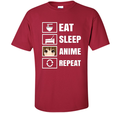 Eat Sleep Anime Repeart T-Shirt Funny Anime Geek cool shirt Cardinal