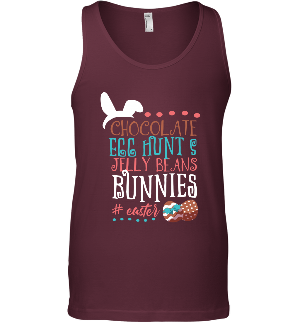 Chocolate Egg Hunts Jelly Beans Bunnies Easter Day Shirt Tank Top Maroon
