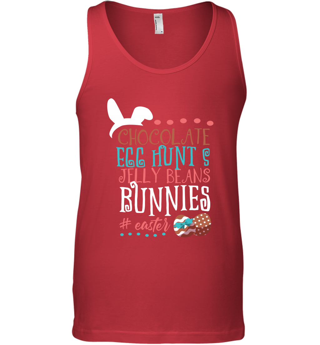 Chocolate Egg Hunts Jelly Beans Bunnies Easter Day Shirt Tank Top Red