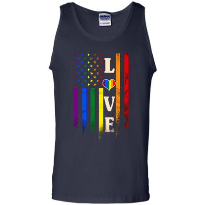 LGBTQ Pride T-shirt Love Rainbow Heart Flag Navy
