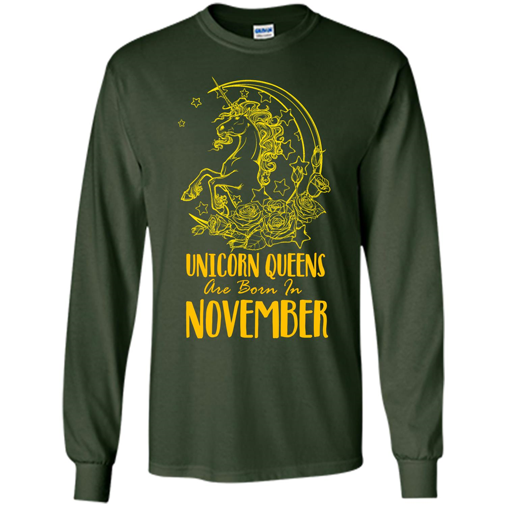 November Unicorn T-shirt Unicorn Queens Are Born In November Forest Green