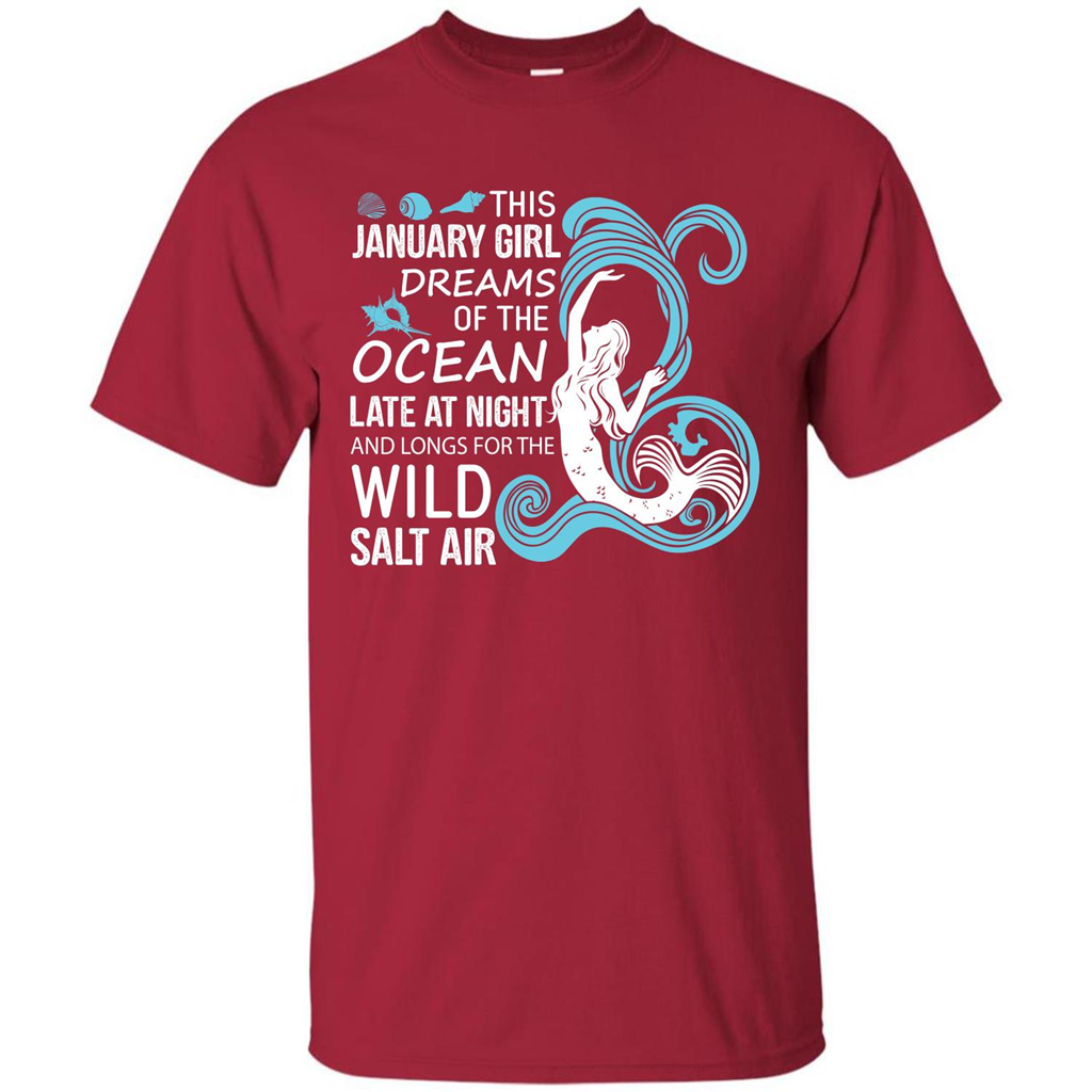 This January Girl Dreams Of The Ocean Late At Night T-shirt Cardinal