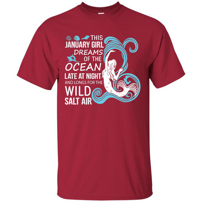 This January Girl Dreams Of The Ocean Late At Night T-shirt Cardinal