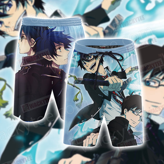 Blue Exorcist Okumura Rin and Okumura Yukio 3D Beach Shorts