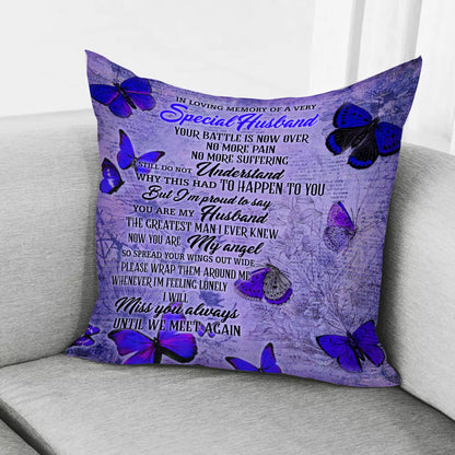 In Loving Memory Of A Very Special Husband Pillow Dark Blue