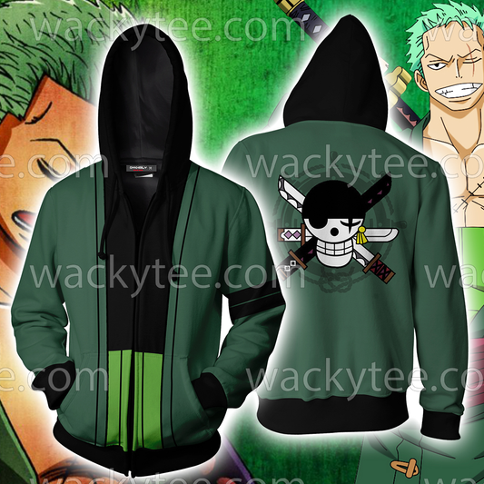 One Piece Roronoa Zoro Cosplay Zip Up Hoodie Jacket