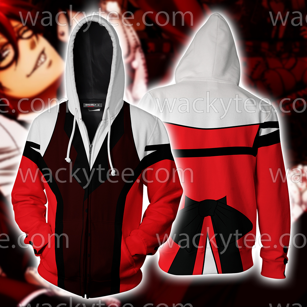 Black Butler Grell Sutcliff Cosplay Zip Up Hoodie Jacket 1