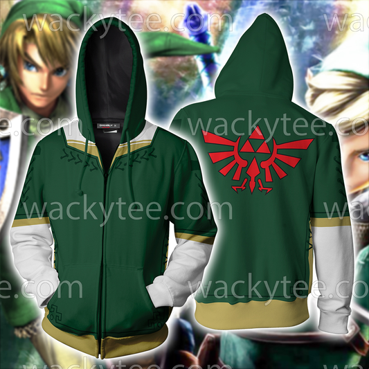 The Legend of Zelda Link Green And Dark Cosplay Zip Up Hoodie Jacket