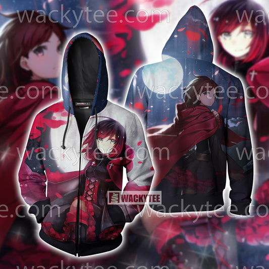 RWBY Ruby Rose 3D Zip Up Hoodie 4XL