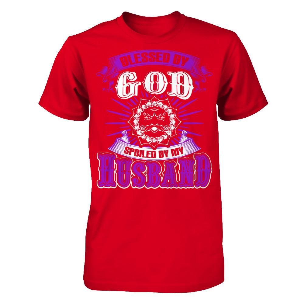 Blessed By God Spoiled By My Husband T-shirt Next Level - Unisex Fitted Tee Red