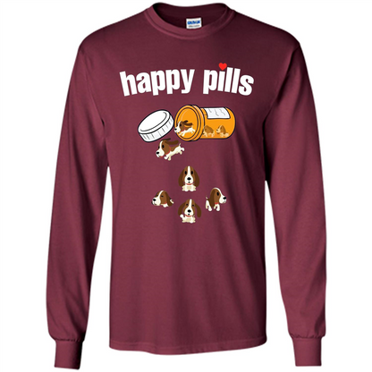 Dog Lover T-shirt Happy Pills T-shirt Maroon