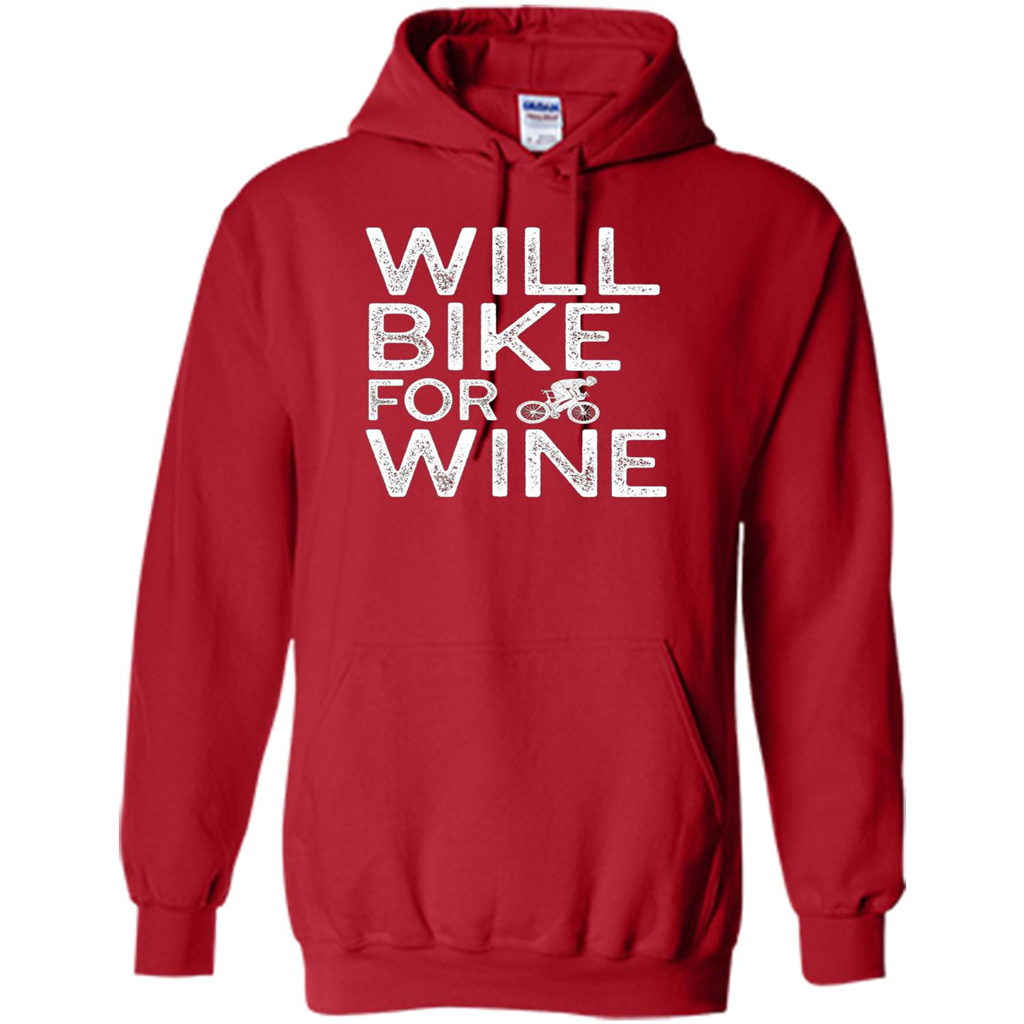 Cyclist Biker T-shirt Will Bike For Wine Red