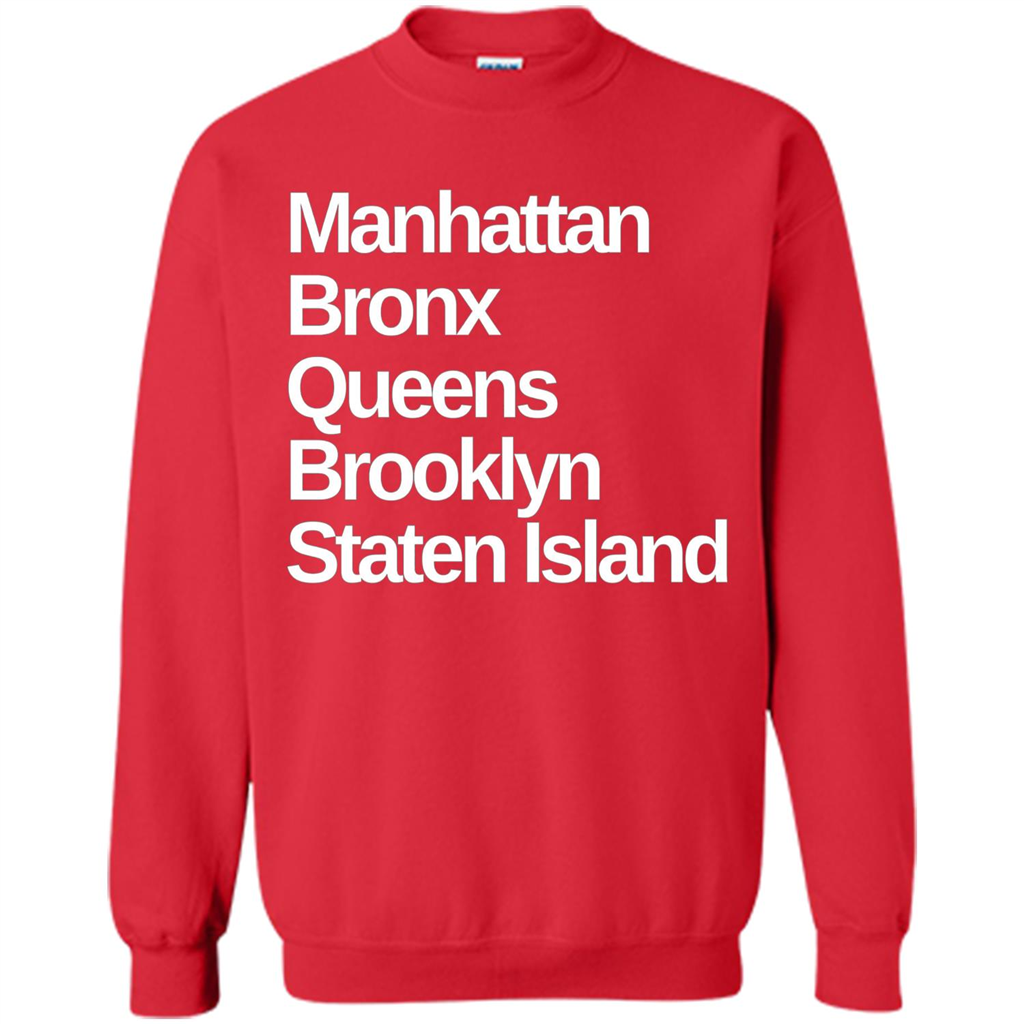 New York 5 Boroughs T-shirt Manhattan Bronx Queens Brooklyn Staten Island Red