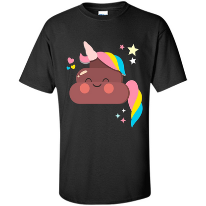 Emoji Happy Unicorn Poop Funny T-shirt Black