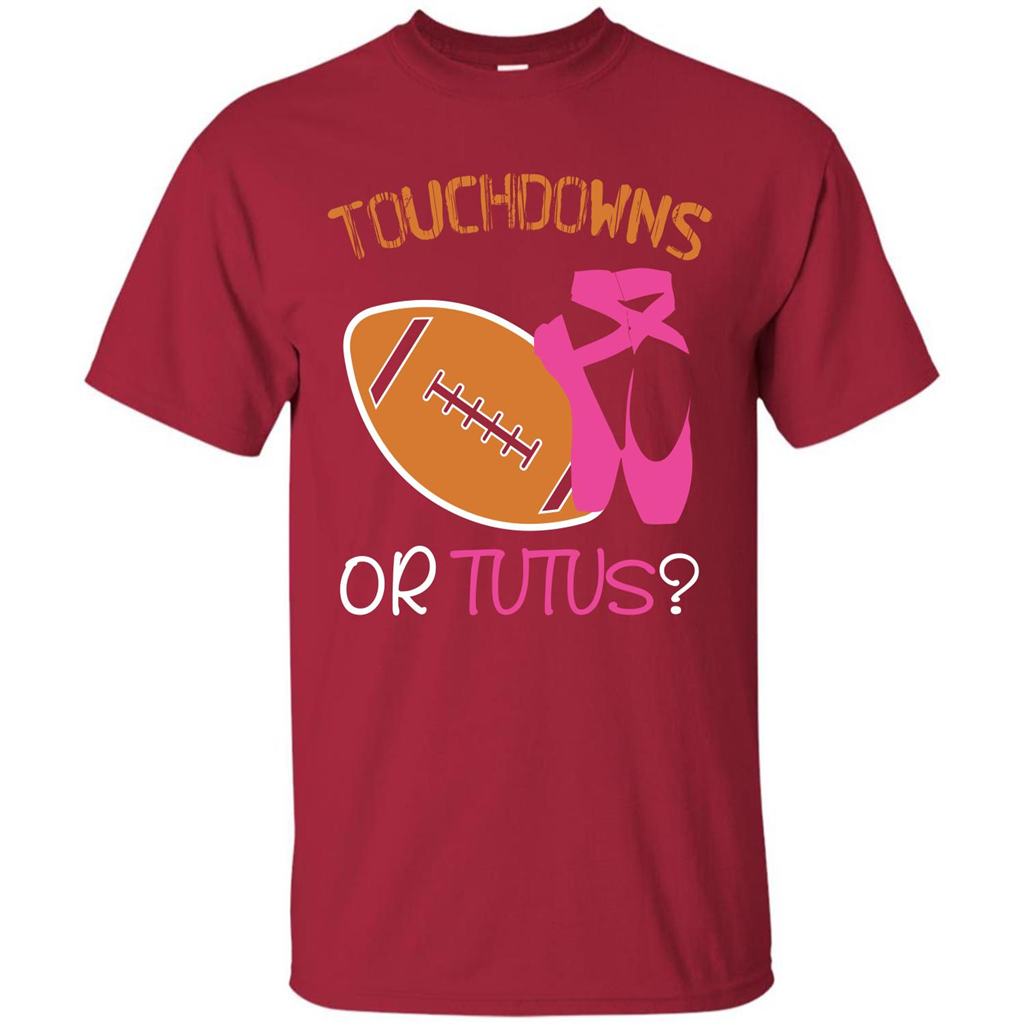 Pregnancy T-shirt Touchdowns Or Tutus T-shirt Cardinal