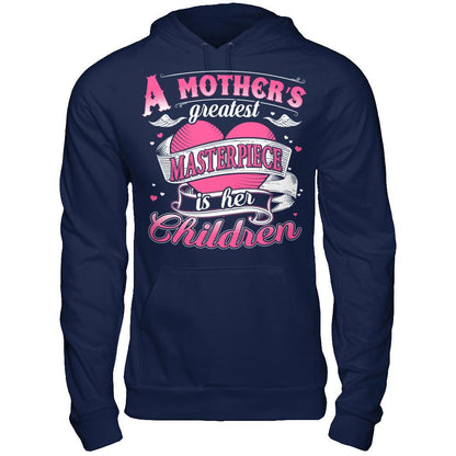 A Mother‰ۡó»s Greatest Masterpiece Is Her Children T-shirt Gildan - Pullover Hoodie Navy