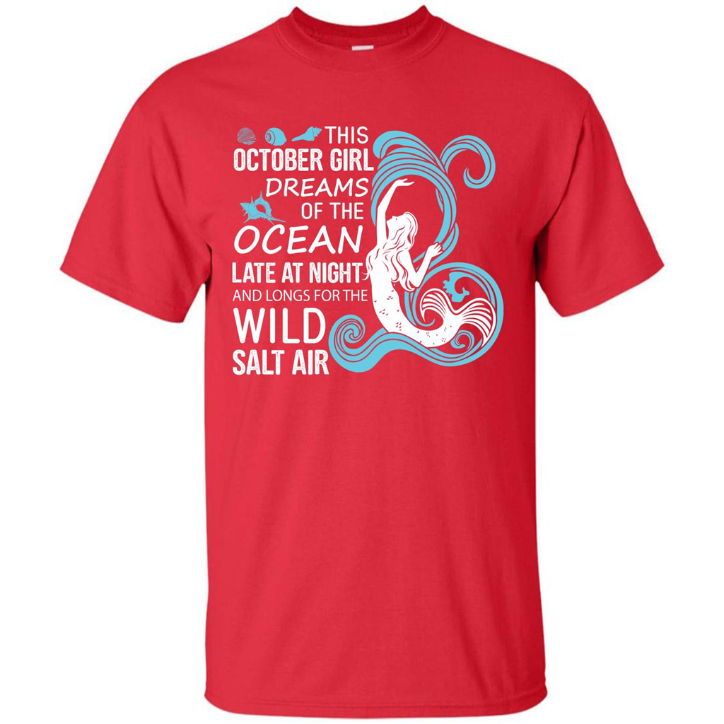 This October Girl Dreams Of The Ocean Late At Night T-shirt Red