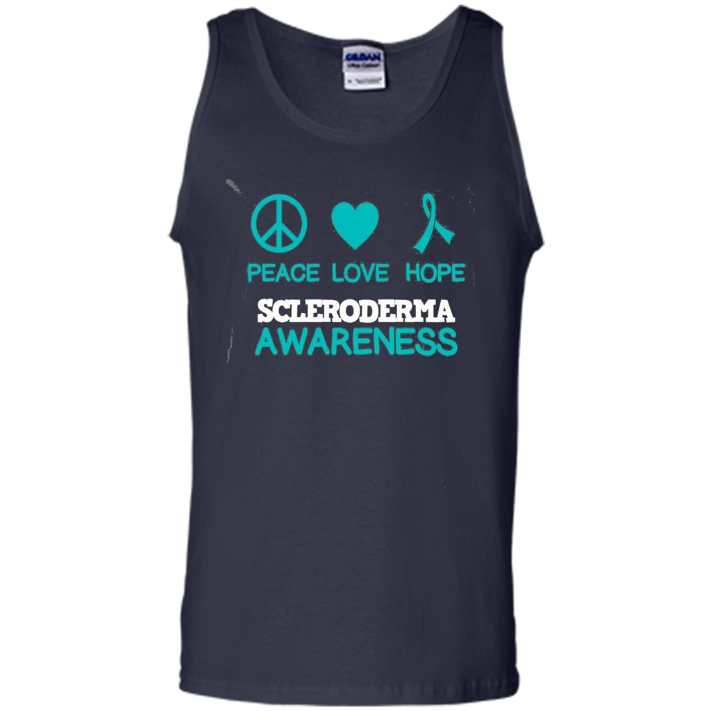 Scleroderma Awareness Ribbon Support T-shirt Peace Love Hope T-shirt Navy