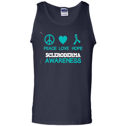 Scleroderma Awareness Ribbon Support T-shirt Peace Love Hope T-shirt Navy