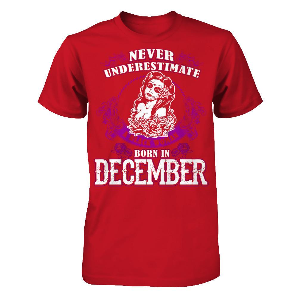 Never Underestimate A Black Woman Born In December Gildan - Short Sleeve Tee Red