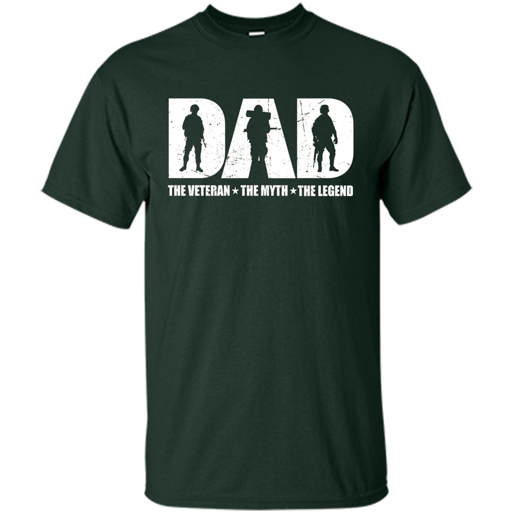 Fathers Day T-shirt The Veteran. The Myth. The Legend Forest Green