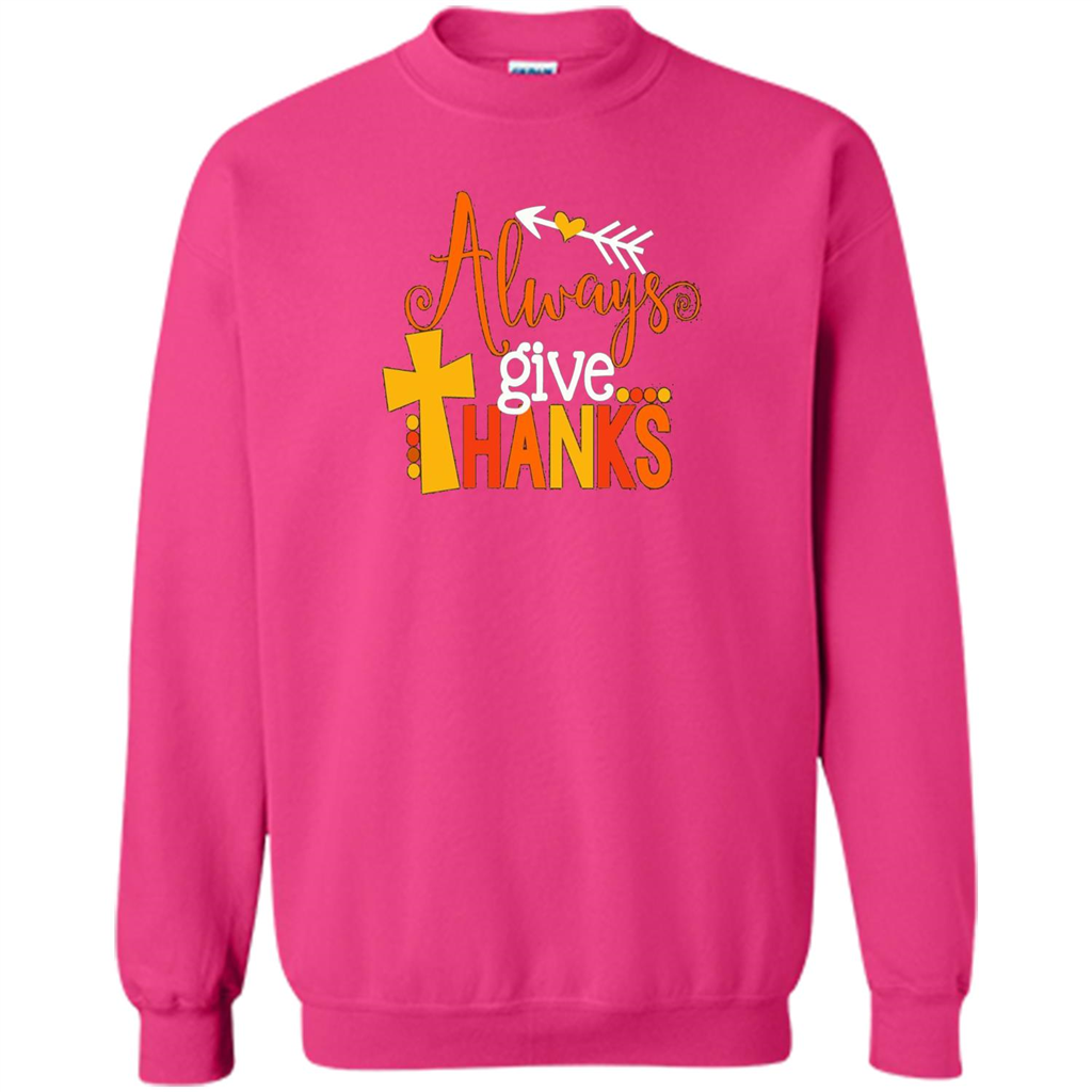 Cute Kids Thanksgiving Shirt - Always Give Thanks T-Shirt Heliconia