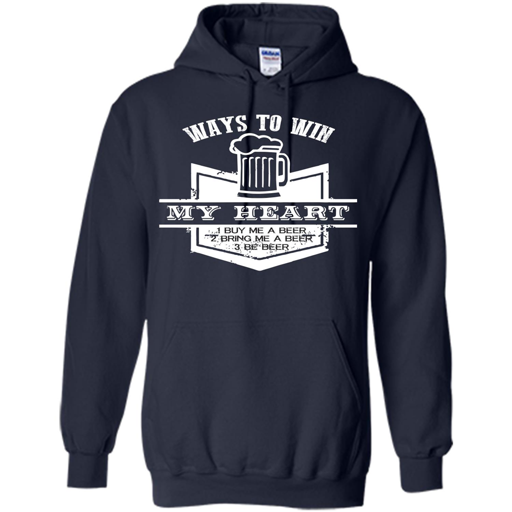 Beer T-shirt Ways To Win My Heart Navy
