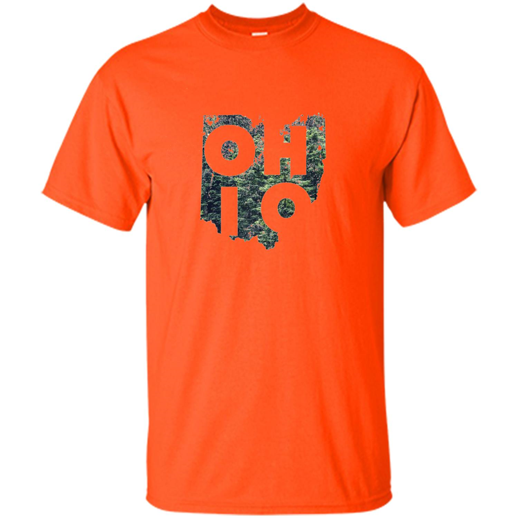 State Of Ohio T-Shirt Distressed with Trees Orange