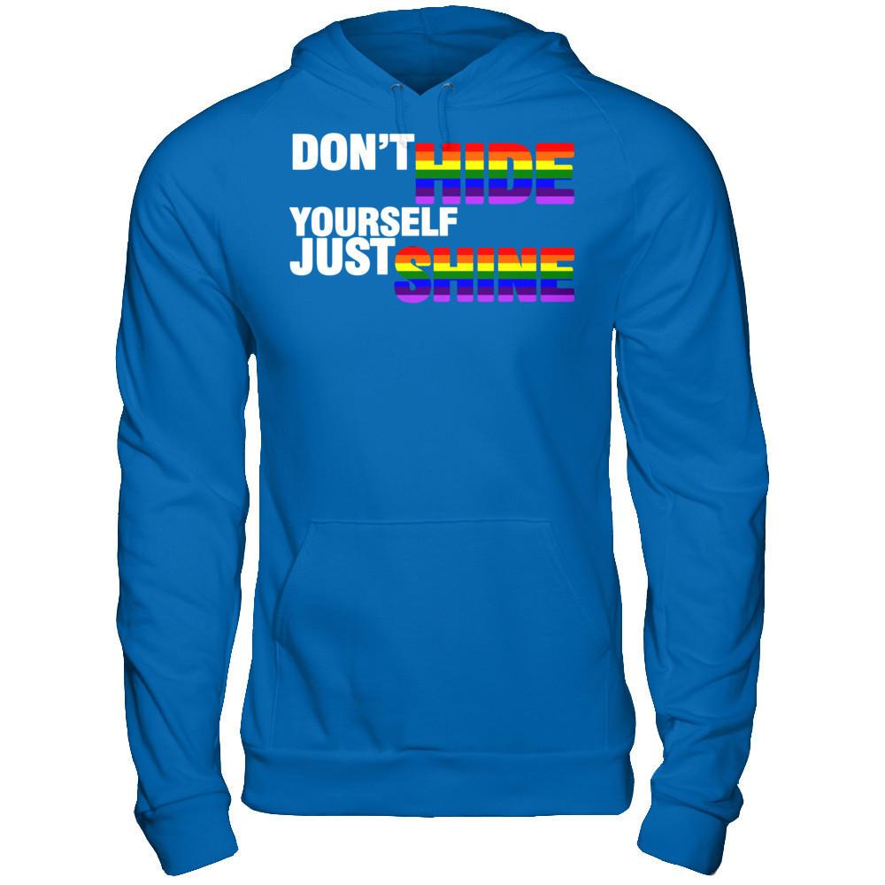 LGBT T-shirt Don't Hide Yourself Just Shine Gildan - Pullover Hoodie Royal