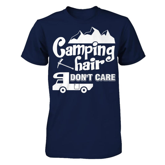Camping Hair Don't Care T-shirt Gildan - Short Sleeve Tee Navy