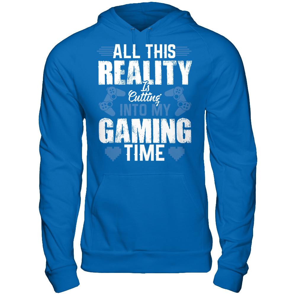 All This Reality Is Cutting Into My Gaming Time T-shirt Gildan - Pullover Hoodie Royal