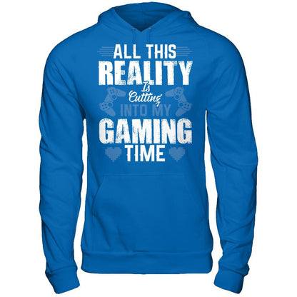 All This Reality Is Cutting Into My Gaming Time T-shirt Gildan - Pullover Hoodie Royal