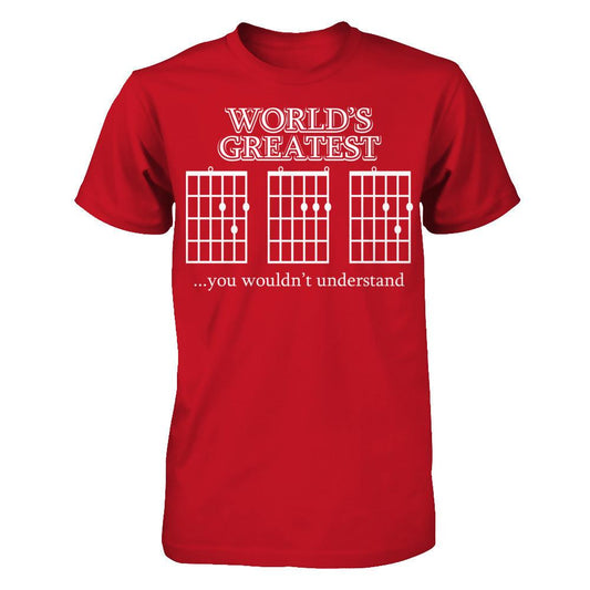 Guitar T-shirt World's Greatest Dad You Wouldn't Understand Gildan - Short Sleeve Tee Red