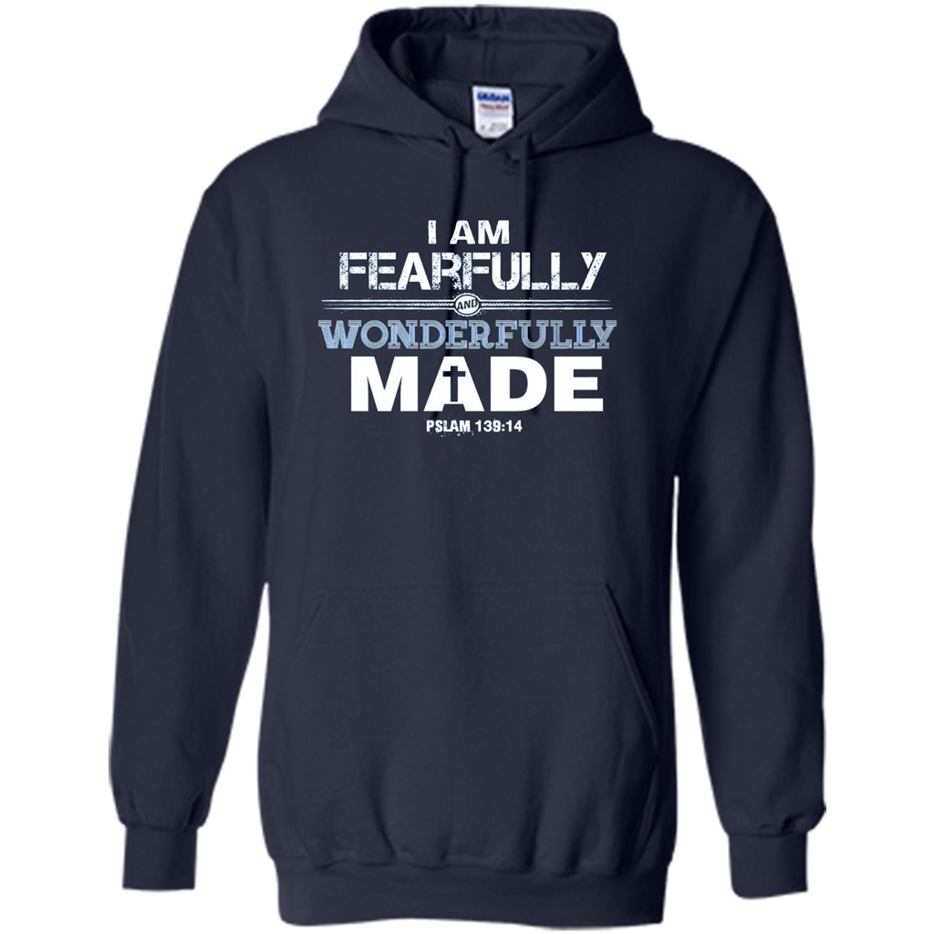 Christian T-shirt I Am Fearfully And Wonderfully Made Navy