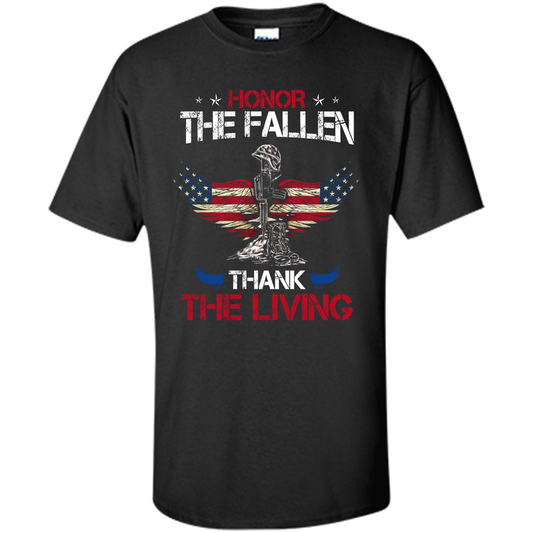 Military T-shirt Honor The Fallen Thank The Living Black