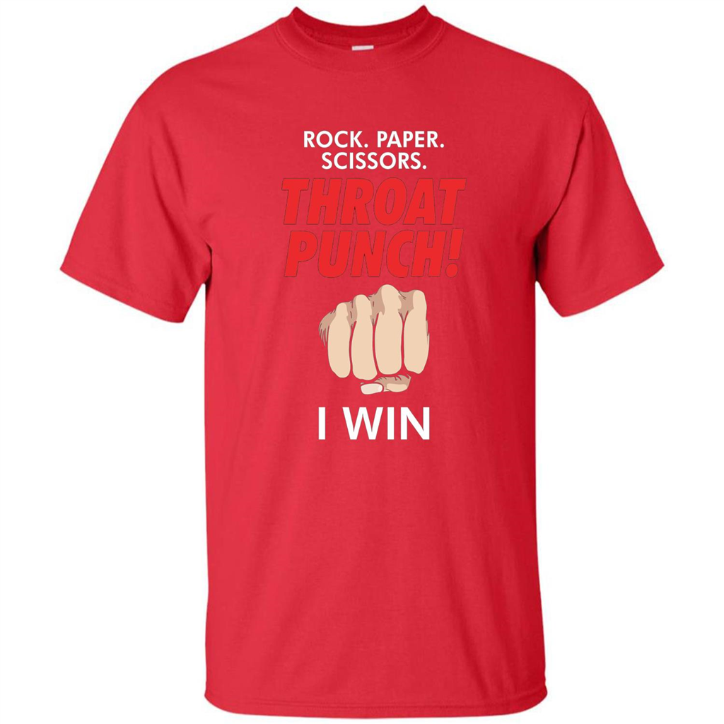 Rock Paper Scissors Throat Punch Funny I Win T-shirt Red