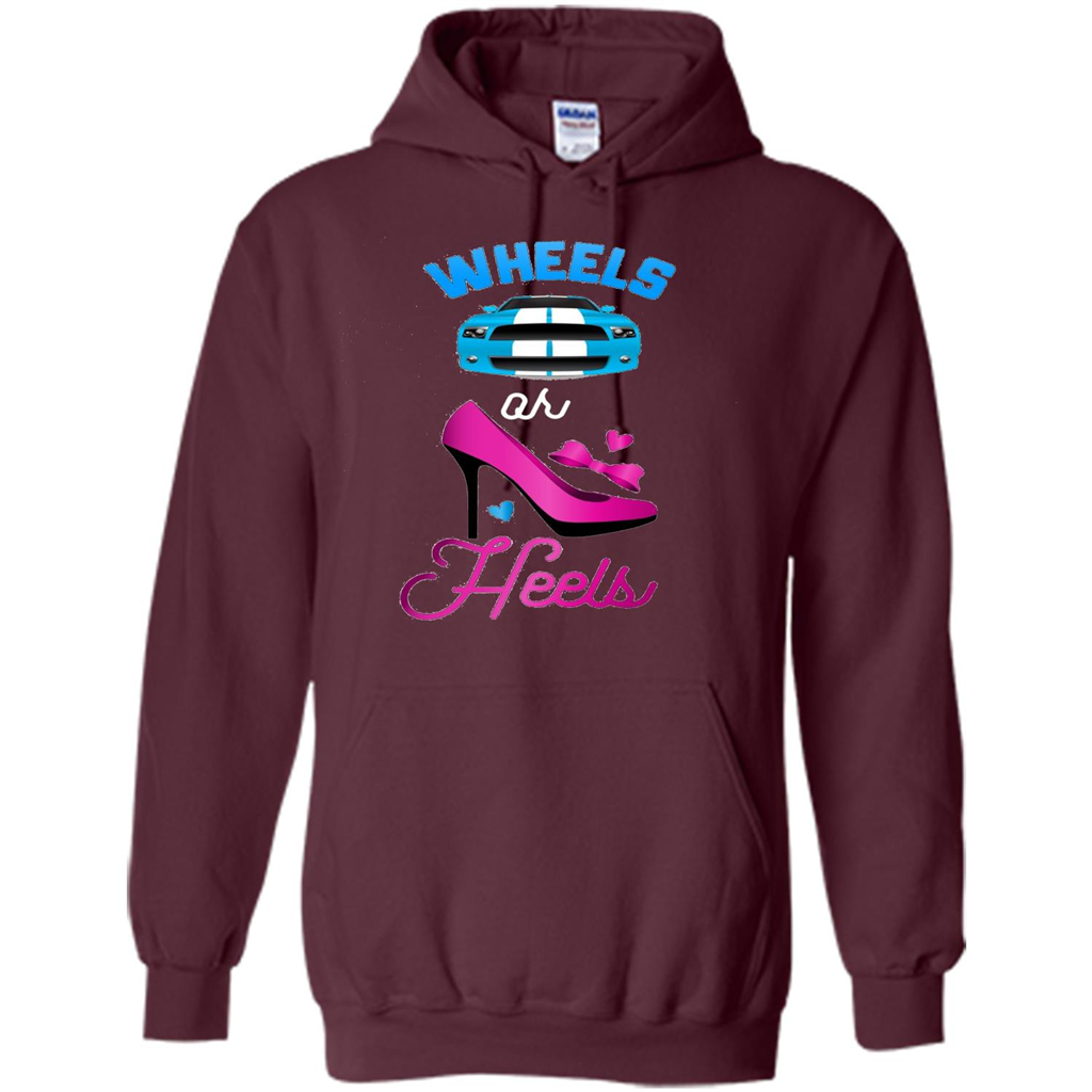 Wheels Or Heels We Love You Gender Reveal Party T-shirt Maroon