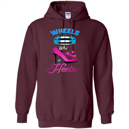 Wheels Or Heels We Love You Gender Reveal Party T-shirt Maroon