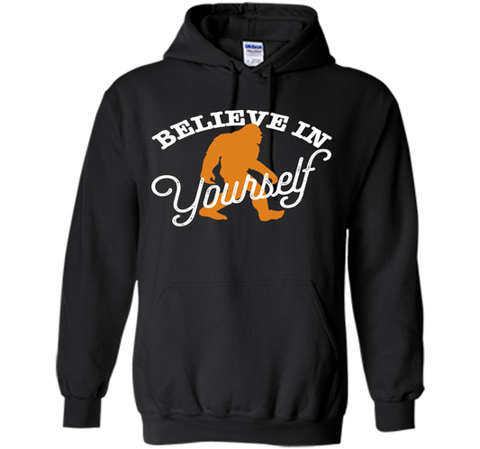 Believe In Yourself T-shirt - BIGFOOT SASQUATCH shirt cool shirt Black
