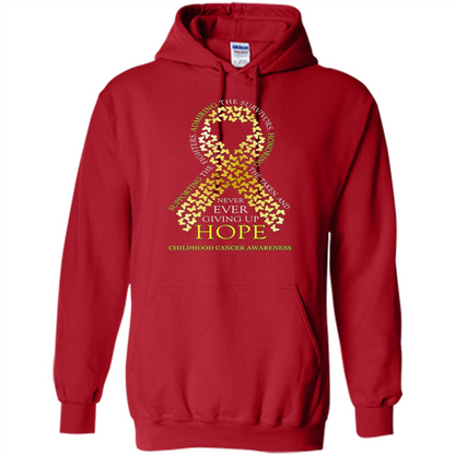 Childhood Cancer Awareness T-shirt Never Ever Giving Up Hope T-shirt Red